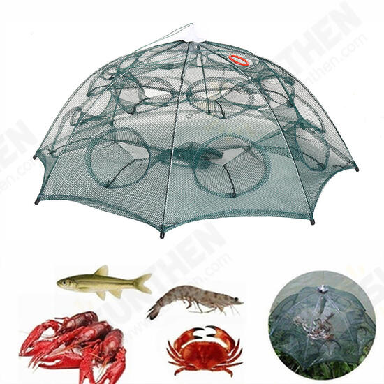 4/6/8/10/12/16/20 Hole Automatic Fishing Trap Folding Nylon Fishing Net For Fish Eel Crab Shrimp Trap 4/6/8/10/12/16/20 Hole Automatic Fishing Trap Folding Nylon Fishing Net For Fish Eel Crab Shrimp Trap