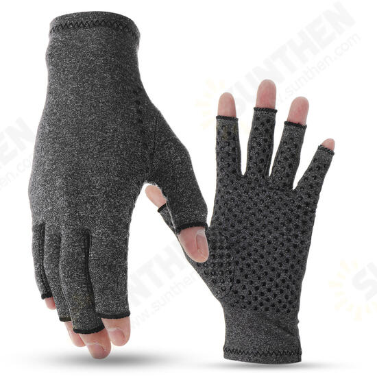 1 Pair Anti Arthritis Gloves Ease Pain Relief Compression Gloves Hand Support Outdoor Fitness Half Finger Gloves