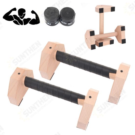 1 Pair Wood Push-up Bars Calisthenics Gymnastics Parallettes Handstand Fitness Sport