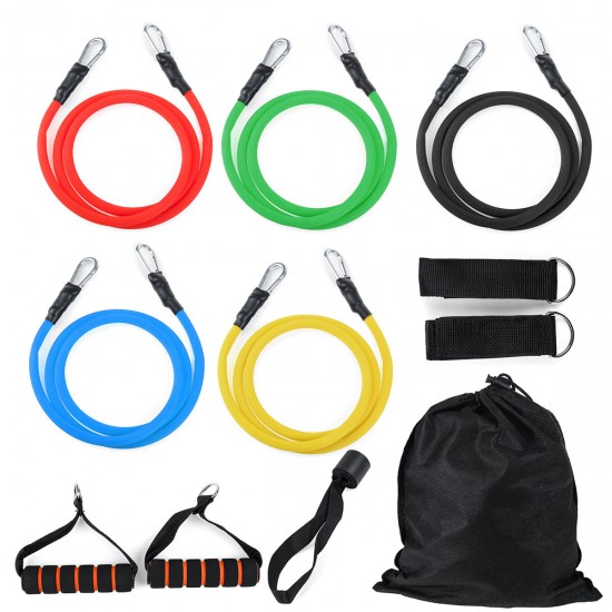 11PCS Resistance Bands Set Home Fitness Exercise Straps Gym Training Strength Pull Tubes