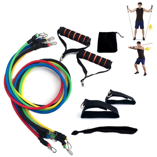 11pcs/set Exercise Home Resistance Bands Strength Training Stretching Sport Fitness Pull Rope Yoga Flexbands