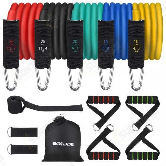 13 Pcs Resistance Bands Set 10/15/20/25/30lb Natural Latex Exercise Bands with Handles Door Anchor Legs Ankle Straps Fitness Yoga Home 13 Pcs Resistance Bands Set 10/15/20/25/30lb Natural Latex Exercise Bands with Handles Door Anchor Legs Ankle Straps Fitness Yoga Home