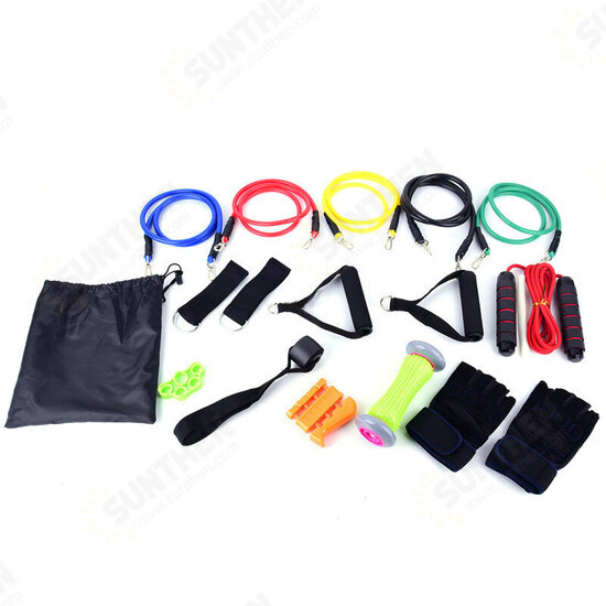 16 Pcs Resistance Bands Set 5 Exercise Bands Jump Rope Grip Strength Hand Legs Straps Gloves Foot Massage Roll Muscle Massager Fitness 16 Pcs Resistance Bands Set 5 Exercise Bands Jump Rope Grip Strength Hand Legs Straps Gloves Foot Massage Roll Muscle Massager Fitness
