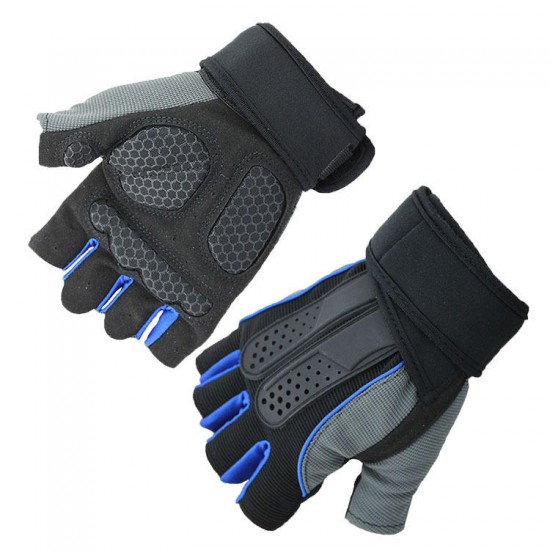 1 Pair Anti-slip Half Fingers Gloves Outdoor Riding Fitness Sports Exercise Training Gym Gloves