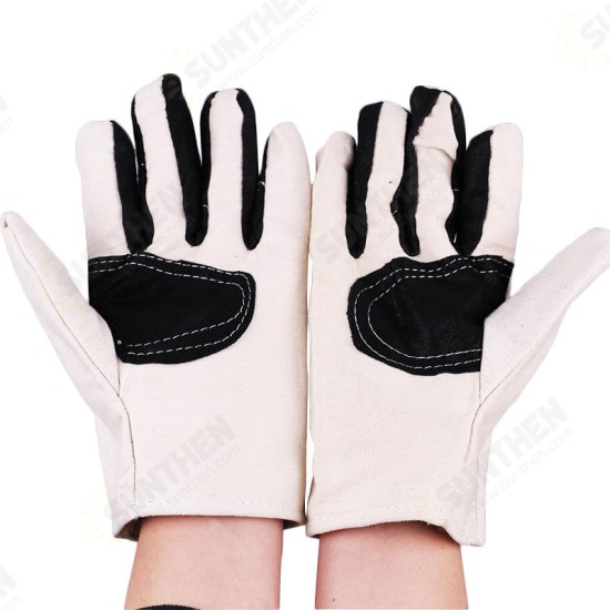 1 Pair Double Layer Thicken Canvas Work Welding Gloves Wearproof Non-slip Security Labor Protection Gloves