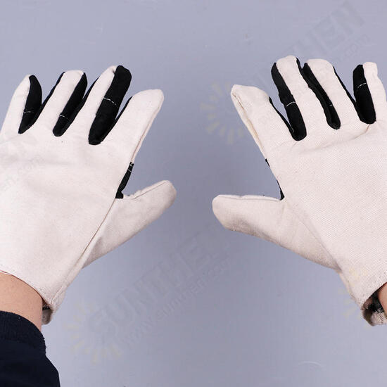 1 Pair Double Layer Thicken Canvas Work Welding Gloves Wearproof Non-slip Security Labor Protection Gloves