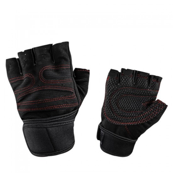 1 Pair Neoprene Sports Weight Lifting Gloves Anti-slip Half Fingers Gloves Exercise Training Fitness Gloves