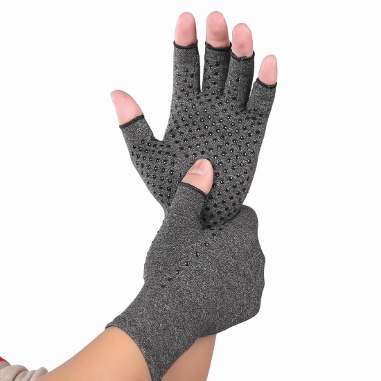 1 Pair Sports Anti-skid Compression Gloves Health Care Half Finger Gloves Arthritis Pain Relief Gloves