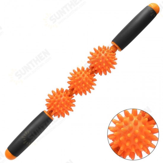 3-Balls Massage Stick Thorn Muscle Massage Roller Yoga Ball Fitness Fatigue Relaxion Tool