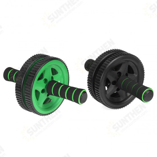 Two-wheel Sponge Sleeve Abdominal Wheel Roller w/ Knee Pad Home Muscle Training Abs Fitness Trainer