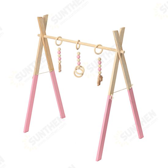 Wood Baby Stand Play Toy Nursery Fun Hanging Toys Mobile Wood Rack Activity Gym