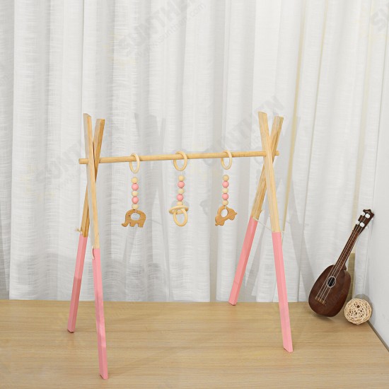 Wood Baby Stand Play Toy Nursery Fun Hanging Toys Mobile Wood Rack Activity Gym