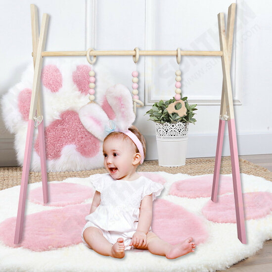 Wood Baby Stand Play Toy Nursery Fun Hanging Toys Mobile Wood Rack Activity Gym