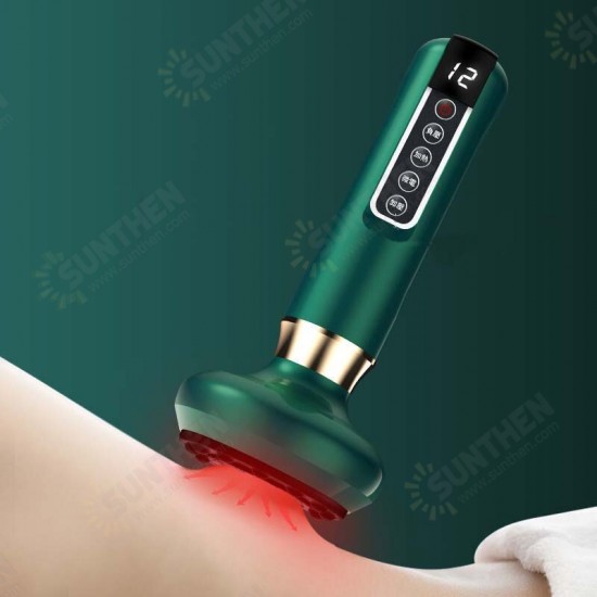 12 Modes Electric Cupping Massager Vibration Heating Scraping Nature Stone Body Massage Anti-Cellulite Detoxification Slimming Fat Burner