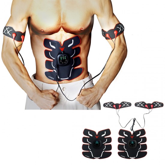 9 Levels EMS Muscle Stimulator Set ABS LED Display USB Fitness Equipment Body Shaping Massage Equipment Trainer Lazy Fitness