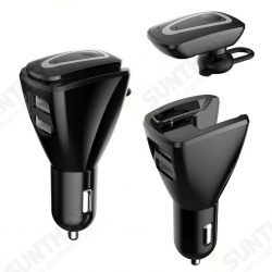 C2 Bluetooth Car Kit Handsfree Stereo Headset Dual USB In-ear Earbud Earphone