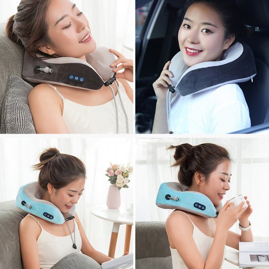 Electric U-Shaped Massager Pillow 4 Massage Heads Multifunctional Kneading Cervical Massage Pillow Intelligent Neck Protector