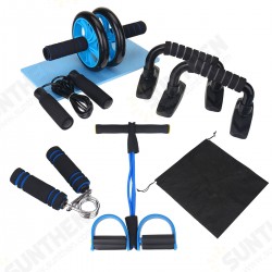 8PCS Abdominal Training Set Non-slip AB Wheel Roller Resistance Band Jump Rope Fitness Gym Exercise Tools 8PCS Abdominal Training Set Non-slip AB Wheel Roller Resistance Band Jump Rope Fitness Gym Exercise Tools
