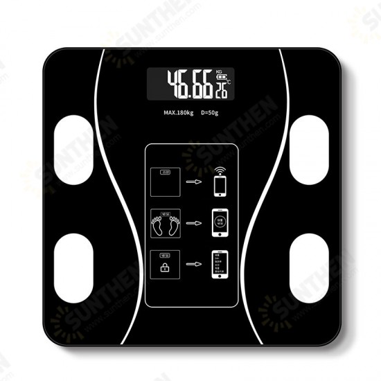 Smart Wireless Body Fat Scale USB+Solar Charing BMI Scales Digital Scale For Body Weight With APP Analyzer