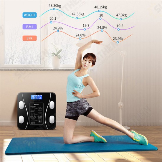 Smart Wireless Body Fat Scale USB+Solar Charing BMI Scales Digital Scale For Body Weight With APP Analyzer