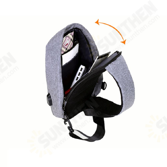 Men External USB Charging Multi-Function Sling Bag Water Repellent Anti Theft Bag for Ipad