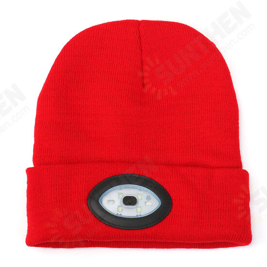 Sports Running 6 LED Beanie Knit Hat Rechargeable Cap Light Camping Climbing Lamp