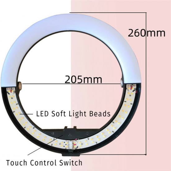 10 Inch LED Folding Selfie Ring Light Dimmable Lamp Mobile Phone YouTube Tiktok Live Beauty Photography Fill Light Lamp