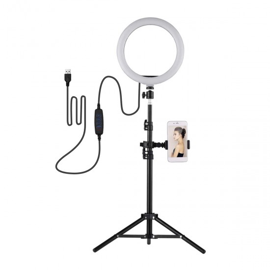 10 Inch Selfie Ring Light Kit 3 Lighting Modes USB Powered with Phone Holder