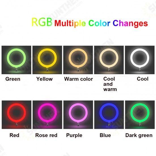 10inch LED Ring Fill Light 3Modes of Color Temperature Colorful RGB Live Broadcast Desktop Phone Holder Tripod Stand Selfie for YouTube Tiktok Vlog