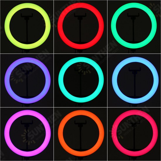 10inch LED Ring Fill Light 3Modes of Color Temperature Colorful RGB Live Broadcast Desktop Phone Holder Tripod Stand Selfie for YouTube Tiktok Vlog