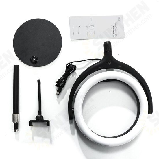 12inch Dimmable Desktop Selfie LED Ring Light Stand Phone Holder Makeup Live Vedio