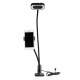 2-in-1 Cell Phone Holder with LED Selfie Ring Light for Live Stream Phone Clip Holder Adjustable Desk Lamp Makeup Light