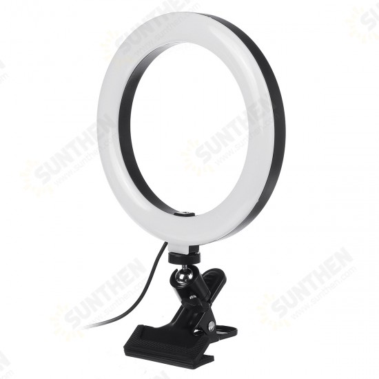 20cm 3 Modes Fill Light Desktop LED Ring Light Selfie Lighting Beauty with Macbook Table Clip for Live Broadcast