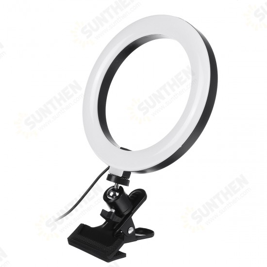 20cm 3 Modes Fill Light Desktop LED Ring Light Selfie Lighting Beauty with Macbook Table Clip for Live Broadcast