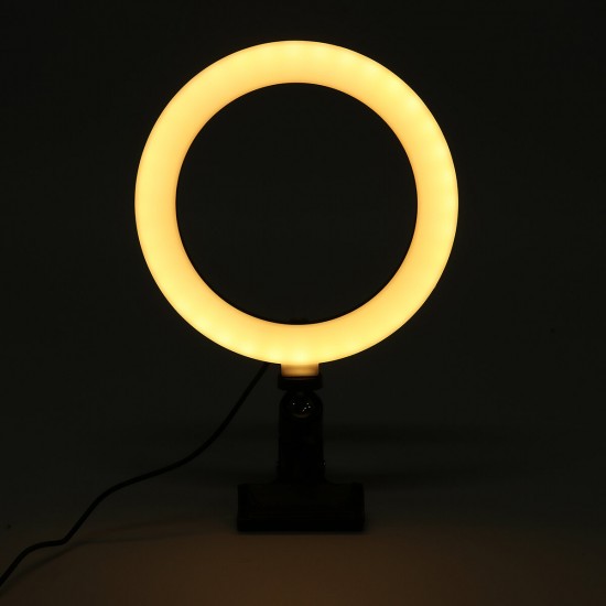 20cm 3 Modes Fill Light Desktop LED Ring Light Selfie Lighting Beauty with Macbook Table Clip for Live Broadcast