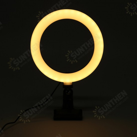 20cm 3 Modes Fill Light Desktop LED Ring Light Selfie Lighting Beauty with Macbook Table Clip for Live Broadcast