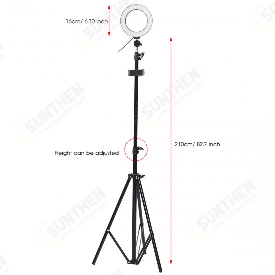 210CM Ring Light Stand Tripod LED Camera Light W/ Cell Phone Holder Lamp 3 MODE