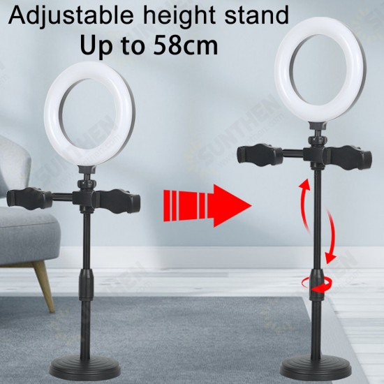 9/16 cm 3 Modes of Color Temperature Ring Fill Light with Dual Mobile Phone Holder YouTube Tiktok Vlog Makeup Live Broadcast Stand for POCO X3 F3