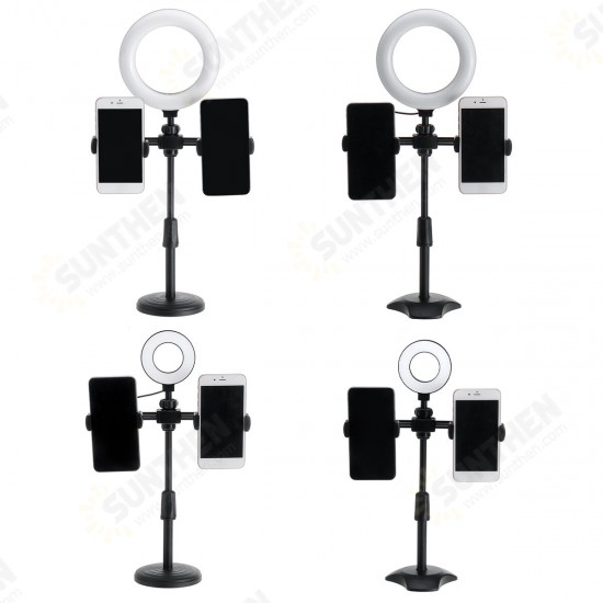 9/16 cm 3 Modes of Color Temperature Ring Fill Light with Dual Mobile Phone Holder YouTube Tiktok Vlog Makeup Live Broadcast Stand for POCO X3 F3