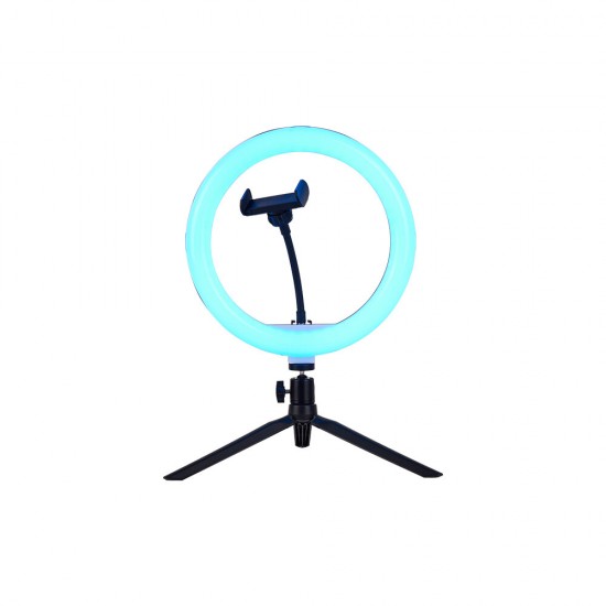 10 Inch LED RGB Fill Light Selfie Colorful Ring Lamp Desktop Landing Live Beauty Lamp for Vlog TikTok Youtube Live Streaming