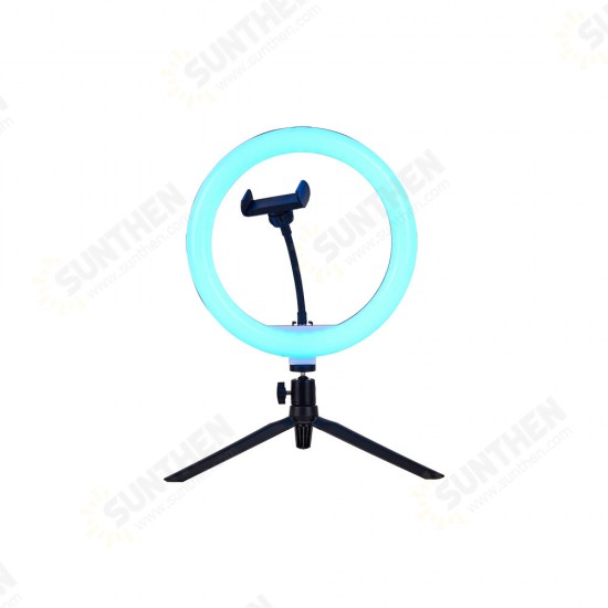 10 Inch LED RGB Fill Light Selfie Colorful Ring Lamp Desktop Landing Live Beauty Lamp for Vlog TikTok Youtube Live Streaming