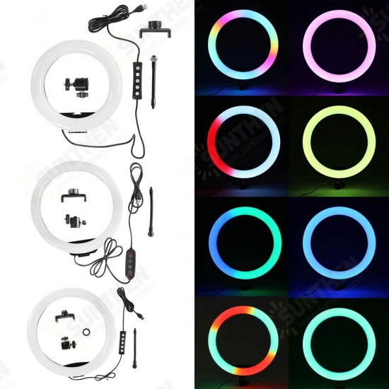 10 inch RGB LED Selfie Ring Fill Light Dimmable Studio Ring Lamp for Beauty Broadcast