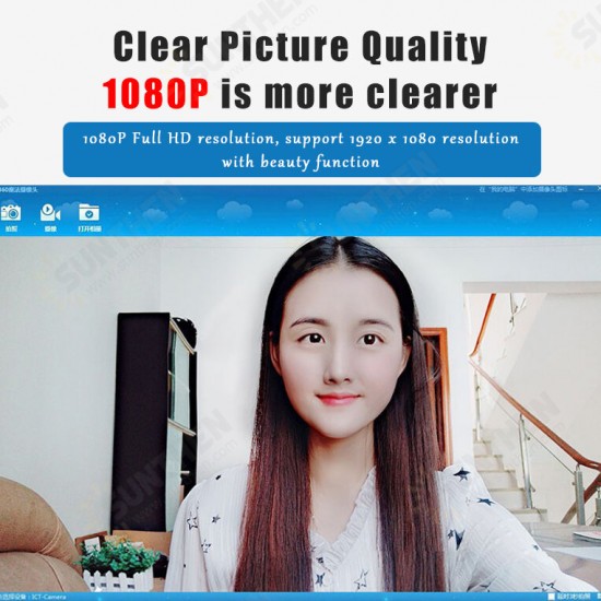 1080P HD USB2.0 Webcam Conference Live Auto Focus Fill-In Light Beauty Computer Camera Built-in Noise Reduction Mic