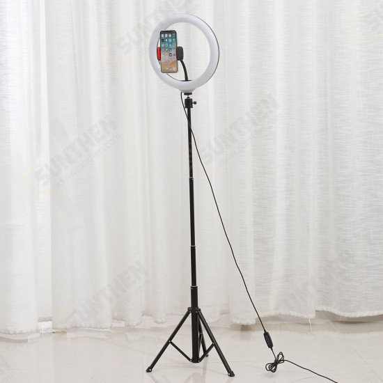 10inch LED Ring Light Portable Telescopic Tripod Fill Light Dimmable Flexible Stand Phone Holder Studio Video Holder