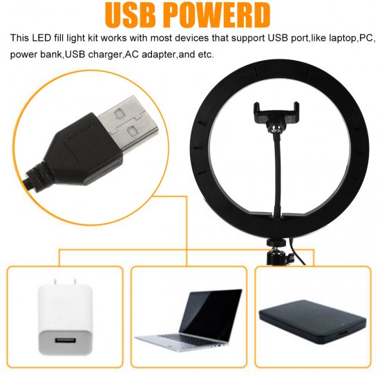 Dimmable Adjustable LED Ring Light USB Powered LED Ring Fill Light Kit