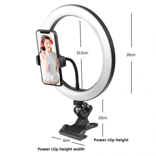 Fill Light 10 Inch LED Ring Light Selfie Lighting Beauty Desktop Phone Holder for Live Broadcast
