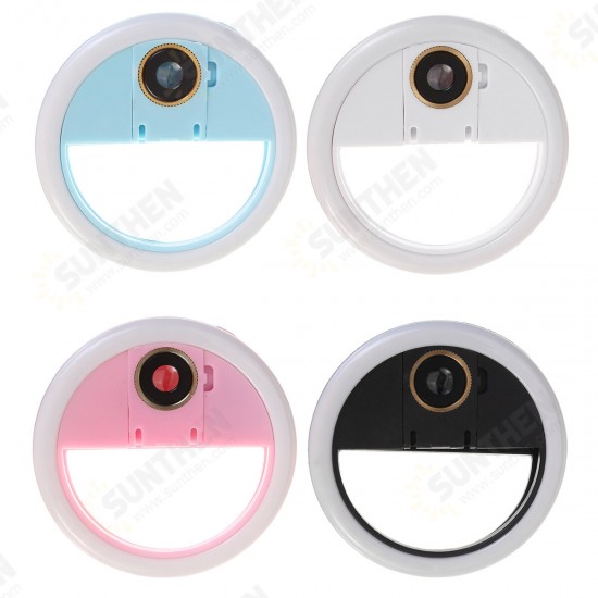 Selfie 36 LED Fill Lamp Ring Light Universal Clip 3 levels Brightness Micro 0.63 x HD Wide-angle Lens