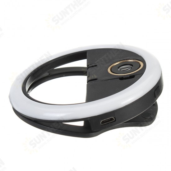 Selfie 36 LED Fill Lamp Ring Light Universal Clip 3 levels Brightness Micro 0.63 x HD Wide-angle Lens