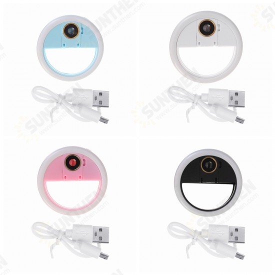 Selfie 36 LED Fill Lamp Ring Light Universal Clip 3 levels Brightness Micro 0.63 x HD Wide-angle Lens