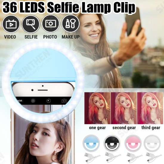 Selfie 36 LEDS Fill Lamp Ring Light Universal Clip 3 levels Brightness For Cell Phone